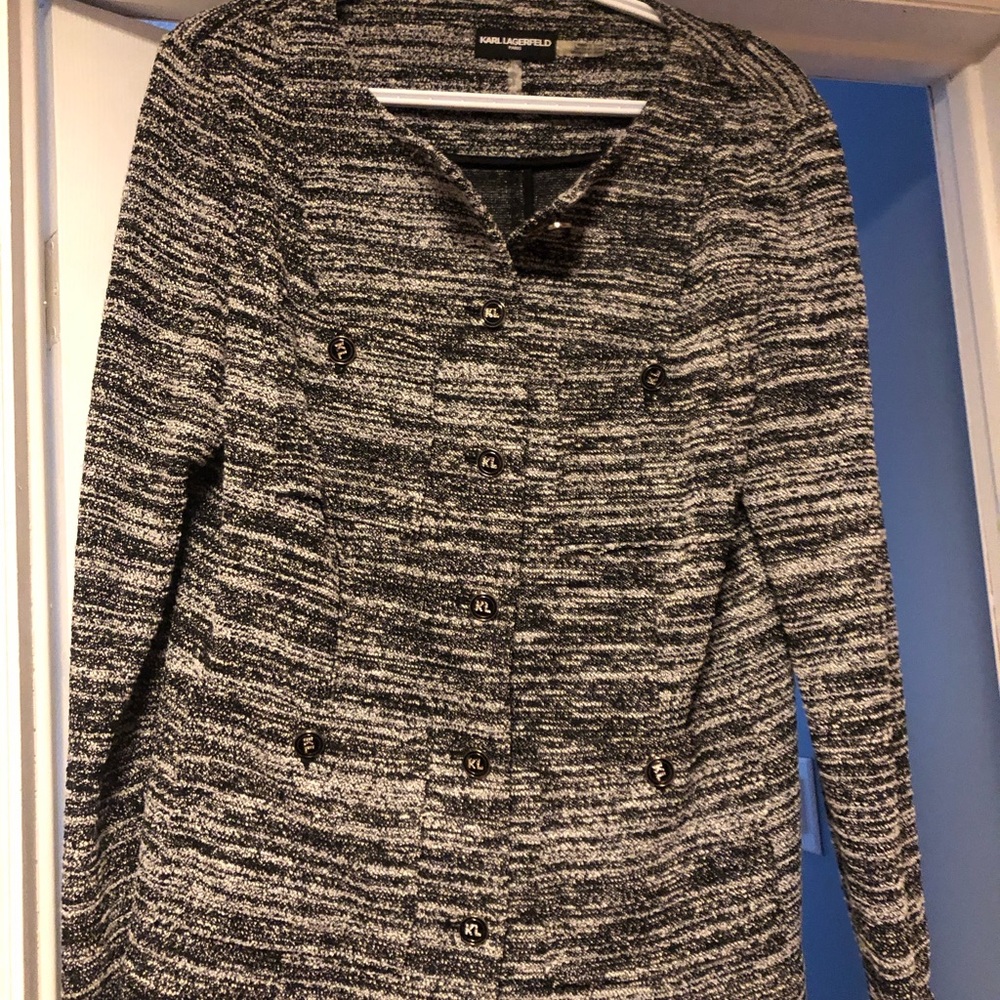Karl Lagerfeld Women's Black and Gray Jacket